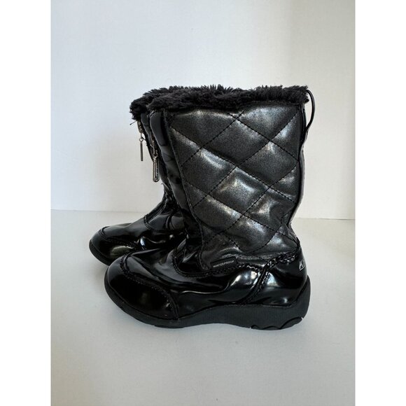 Khombu Winter Boots Solid Black Toddler Girls Size 9 Dana Faux Fur Waterproof - Picture 3 of 9